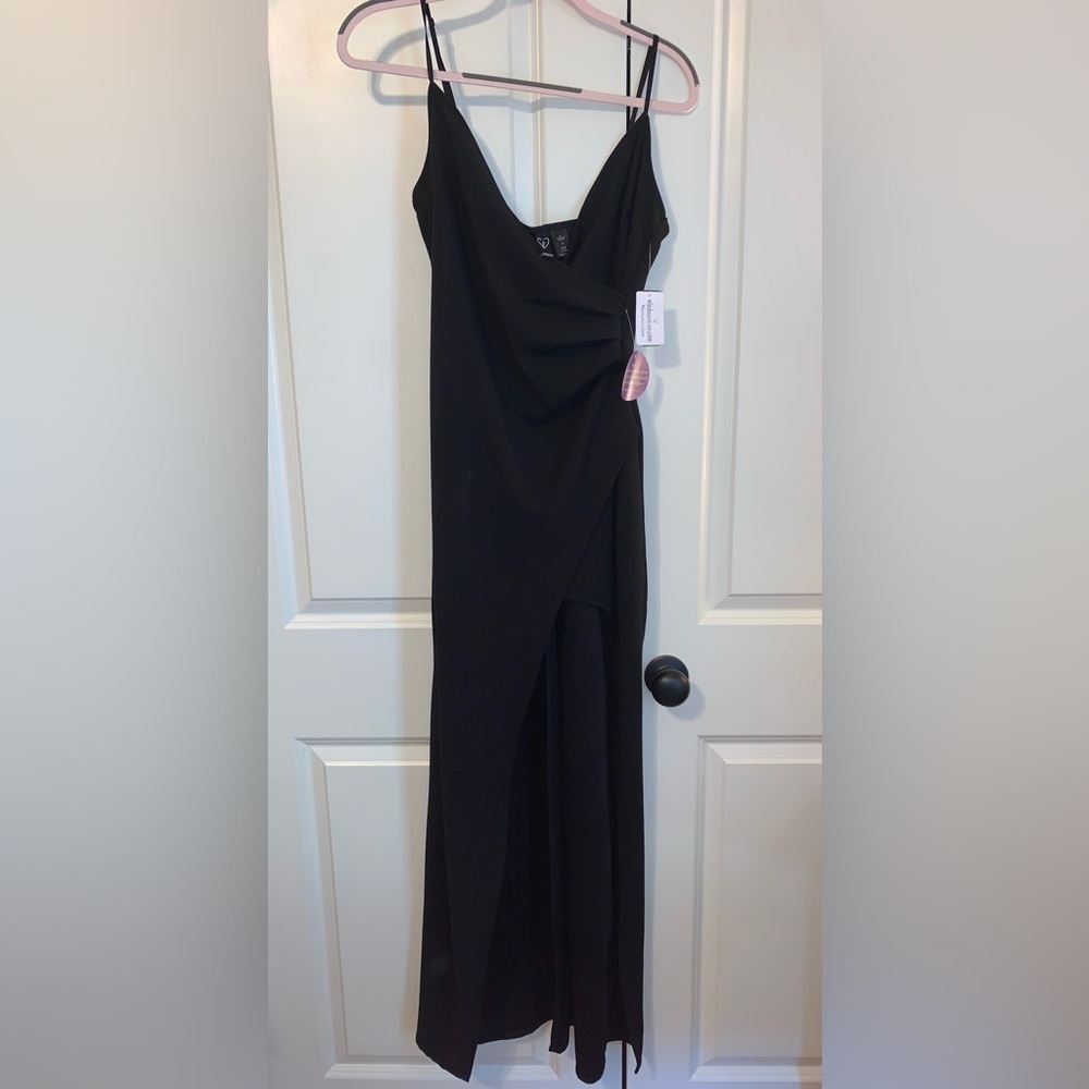 Windsor Black Spaghetti Strap Wrap Maxi Dress